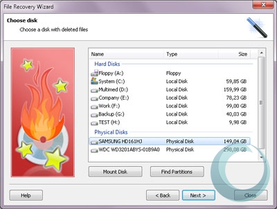 Recover deleted files using the wizard